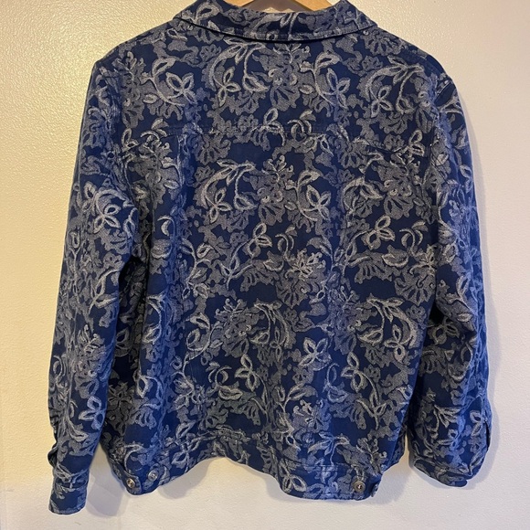 Alfred Dunner Blue and Gray Floral Jacket - Picture 4 of 5